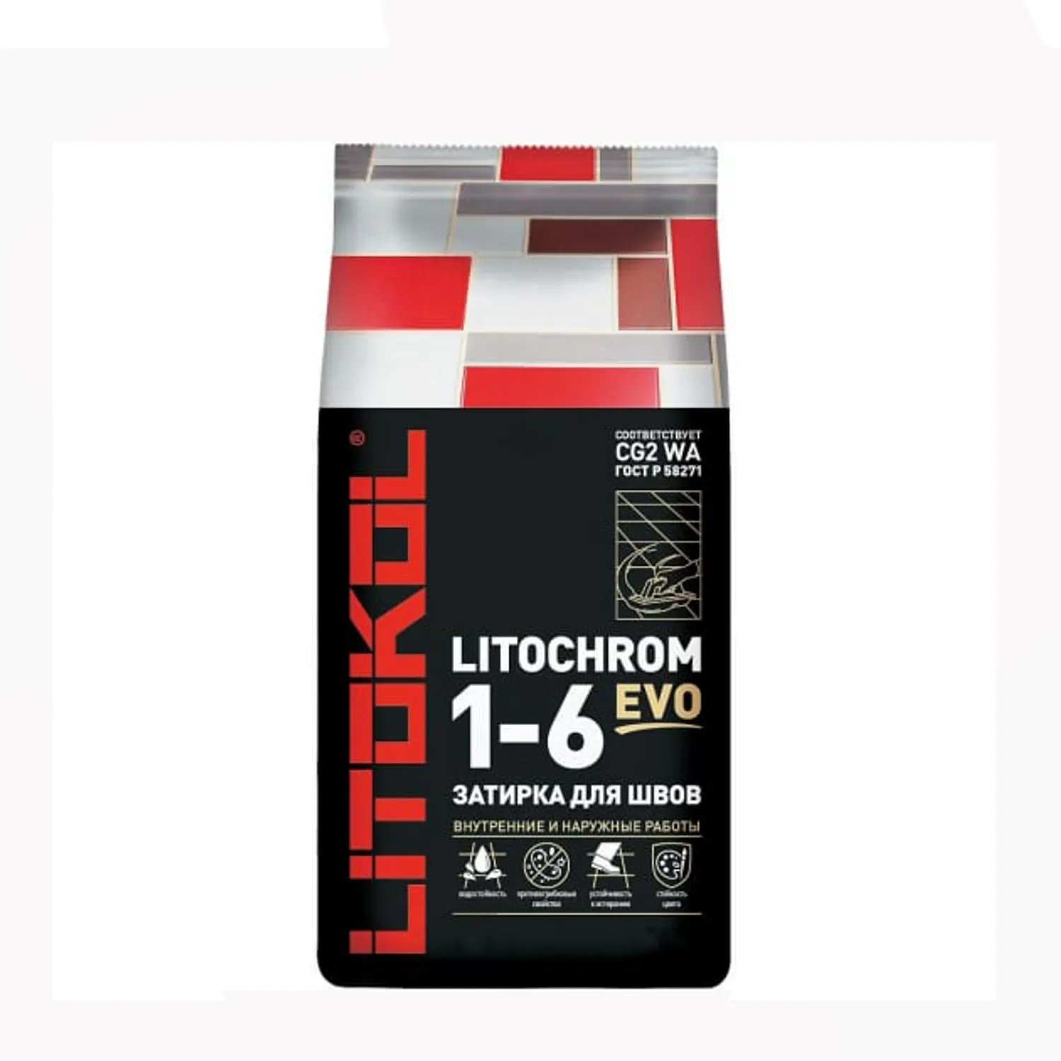 Tip-top - ЛИТОКОЛ Затирка LITOCHROM 1-6 EVO LE.110 стальной серый2кг