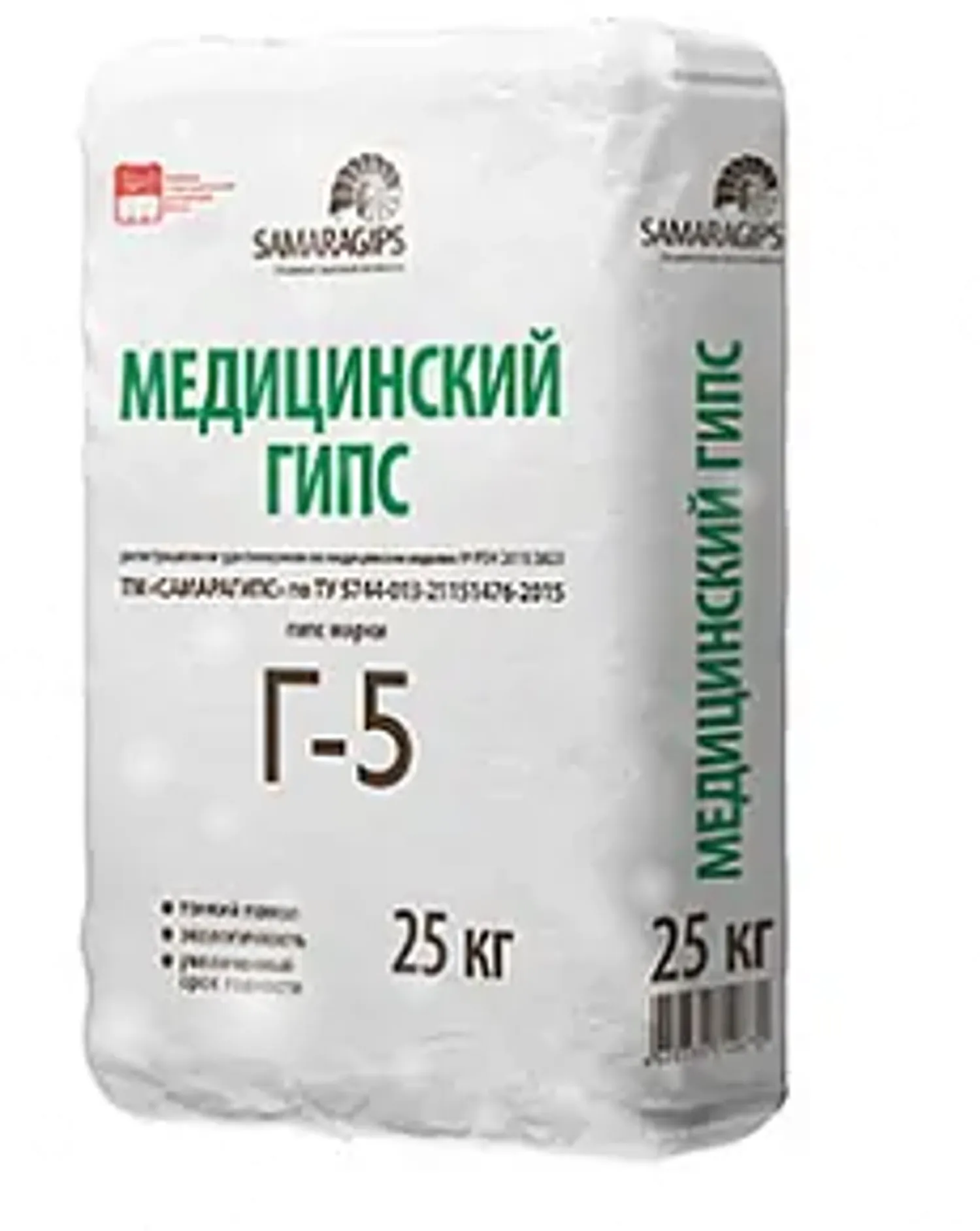Tip-top - Гипс медицинский марки Г-5», 25кг ТМ «САМАРАГИПС по ТУ 5744-013-211514