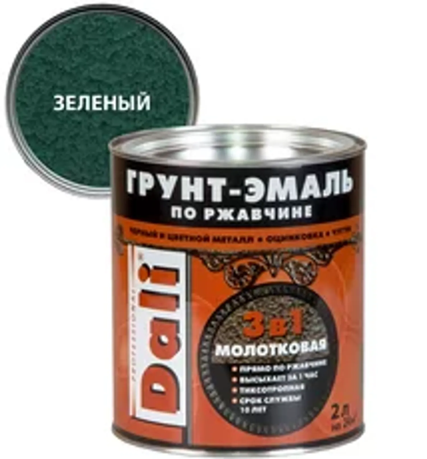 Tip-top - Дали Молотковая Грунт-эмаль по ржавчине Зеленый 2л