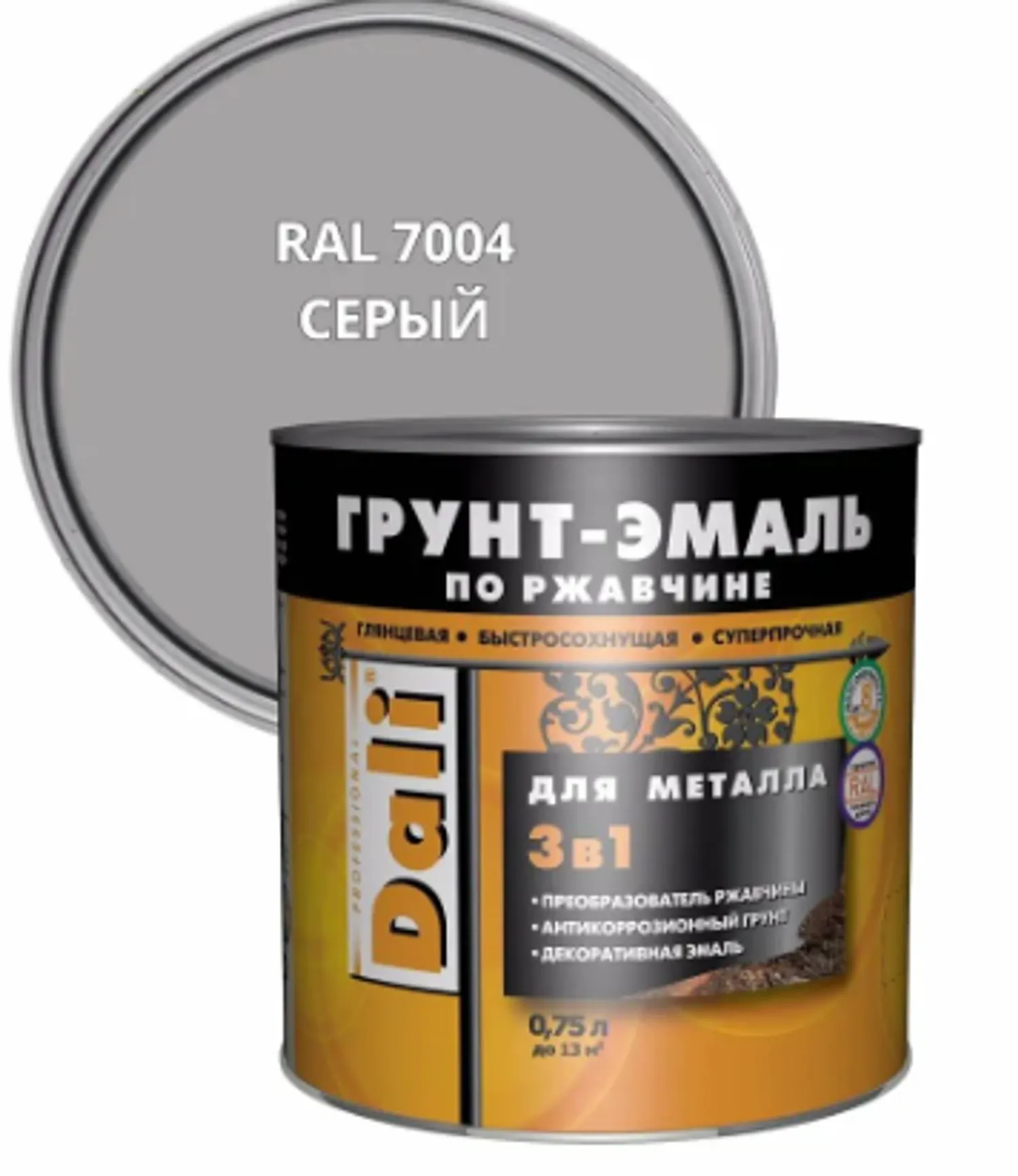 Tip-top - Дали Грунт-эмаль по ржавчине гладкая Серая 0,75л RAL 7004
