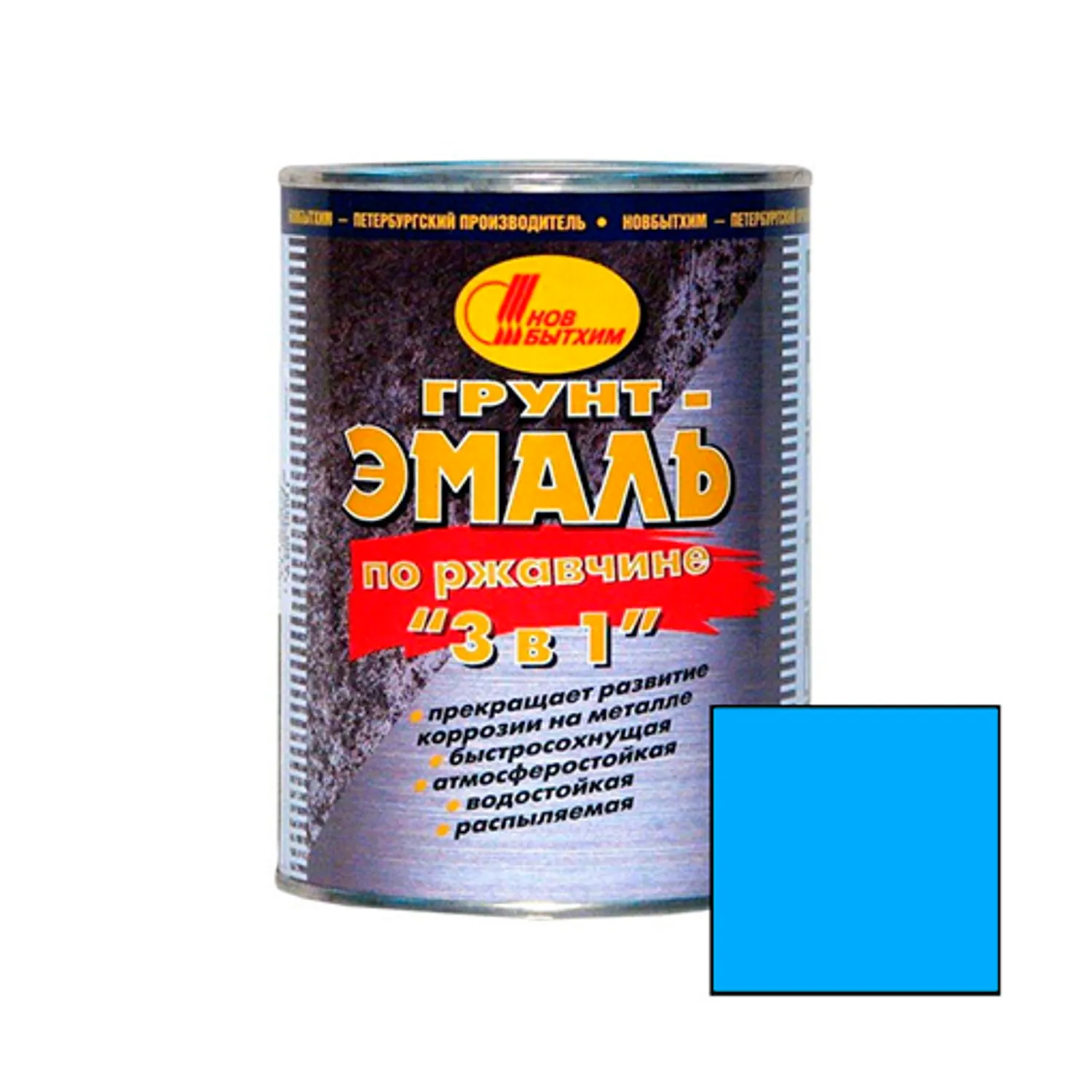 Tip-top - Грунт-эмаль НБХ 3в1 голубая 3л