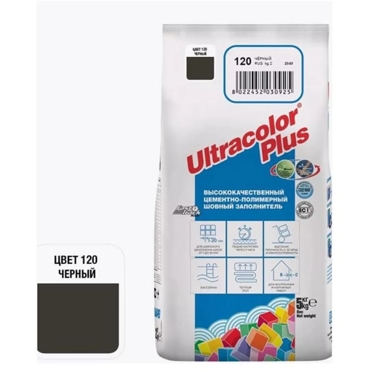 Tip-top - МАПЕЙ Затирка ULTRACOLOR PLUS №120 ЧЕРНЫЙ 5кг 6012005А