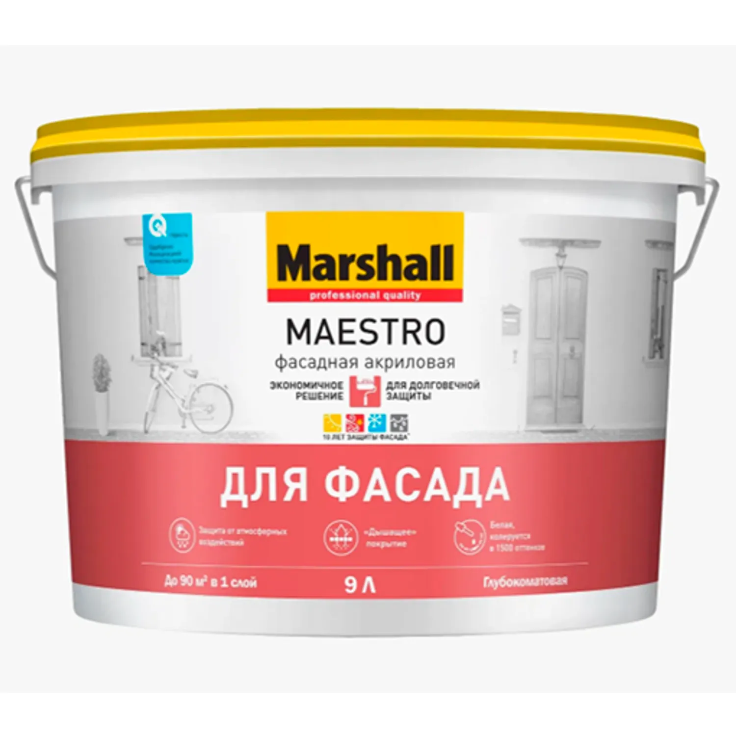Tip-top - Краска Маршал MAESTRO акрил BW 9л фасад 5248873